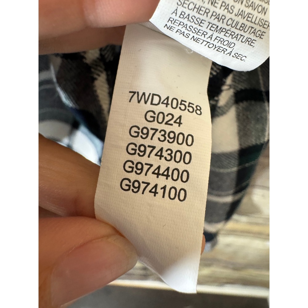 Lucky Brand Plaid Modal Popover Shirt M Medium Navy Green White High Low Hem - Picture 7 of 7